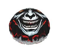 Cuffia da a da donna a doppio strato con motivo fantasma malvagio rosso e nero, riutilizzabile, di grandi dimensioni, adatta a tutte le lunghezze di capelli, adatta per ragazze, spa e uso domestico n