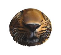 Cuffia da a da donna a doppio strato con motivo leopardato dagli occhi profondi, riutilizzabile, di grandi dimensioni, adatta a tutte le lunghezze di capelli, adatta per ragazze, spa e saloni di bell