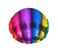 Cuffia da a da donna a doppio strato con pastelli colorati, riutilizzabile, di grandi dimensioni, adatta a tutte le lunghezze di capelli, adatta per ragazze, spa e saloni di bellezza a casa.