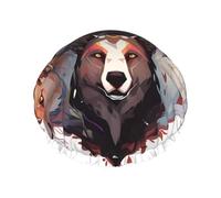 Cuffia da a da donna a doppio strato "Lupi e renne", riutilizzabile, di grandi dimensioni, adatta a tutte le lunghezze di capelli, adatta per ragazze, spa e uso domestico nei saloni di bellezza.