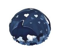 Cuffia da a da donna Blue Killer Whale a doppio strato, riutilizzabile, di grandi dimensioni, adatta a tutte le lunghezze di capelli, adatta per ragazze, spa e saloni di bellezza a casa.