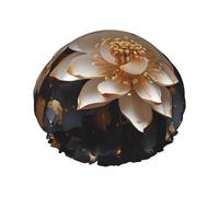 Cuffia da a da donna Bohemian Golden Lotus a doppio strato, riutilizzabile, di grandi dimensioni, adatta a tutte le lunghezze di capelli, adatta per ragazze, spa e uso domestico nei saloni di bellezz
