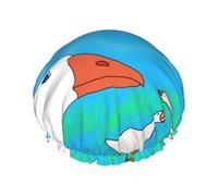 Cuffia da a da donna Happy White Goose a doppio strato, riutilizzabile, di grandi dimensioni, adatta a tutte le lunghezze di capelli, adatta per ragazze, spa e uso domestico nei saloni di bellezza.