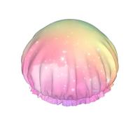 Cuffia da a da sogno con motivo cielo stellato e nuvole per donna, riutilizzabile, a doppio strato, impermeabile, con elastico regolabile, ad asciugatura rapida, con rivestimento in PEVA, ideale per