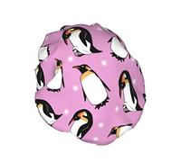 Cuffia da a di lusso rosa pinguino Donna Fodera in PEVA impermeabile riutilizzabile Orlo elasticizzato regolabile per tutti i capelli lunghi Cappello da bagno