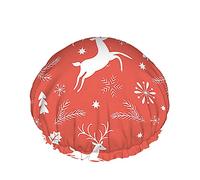 Cuffia da a di renna Natale Corna di cervo Albero di vischio Berry Leaf Star Cuffia da bagno grande per donna Uomo Ragazza Capelli lunghi Cappelli riutilizzabili impermeabili