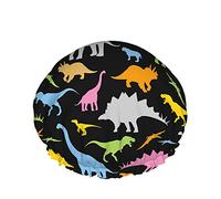 Cuffia da a Dinosauro,Cuffie da Bagno a Doppio Strato Impermeabili con Modello di Dinosauro Animali Divertenti Cartoni Animati Colorati Perfette per Tutte Le Lunghezze E Gli Spessori Dei Capelli