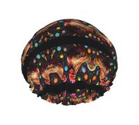 Cuffia da a doppia impermeabile, design completamente stampato antispruzzo, Peva morbido e delicato sulla pelle, corda elastica stretta, adatta per maschera da bagno, cuffia per la cura dei capel