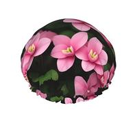 Cuffia da a e cuffia da bagno con fiore di ciclamino, doppia protezione ed elastico, cuffia per capelli impermeabile riutilizzabile con fodera in Peva