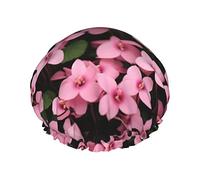 Cuffia da a e cuffia da bagno con fiori di ciclamino, doppia protezione ed elastico, cuffia per capelli impermeabile riutilizzabile con fodera in peva