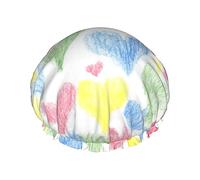 Cuffia da a e cuffia da bagno con motivo a cuori colorati disegnati a mano per donna, cuffia da a reversibile oversize impermeabile grande progettata per tutte le lunghezze di capelli, cuf