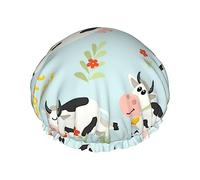 Cuffia da a e cuffia da bagno con motivo a mucche carine per donna, cuffia da a reversibile oversize impermeabile grande progettata per tutte le lunghezze di capelli, cuffia elastica riuti