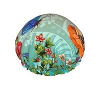 Cuffia da a e cuffia da bagno con motivo a piante e insetti colorati per donna, cuffia da a reversibile oversize impermeabile grande progettata per tutte le lunghezze di capelli, cuffia el