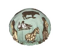 Cuffia da a e cuffia da bagno con motivo animali da fattoria vintage per donna, cuffia da a reversibile oversize impermeabile grande progettata per tutte le lunghezze di capelli, cuffia el