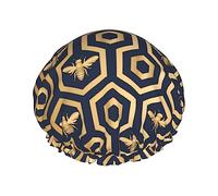 Cuffia da a e cuffia da bagno con motivo esagonale Bee Hive per donna, cuffia da a impermeabile sovradimensionata reversibile grande progettata per tutte le lunghezze di capelli, cuffia el