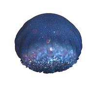 Cuffia da a e cuffia da bagno con motivo glitter blu retrò per donna, cuffia da a reversibile oversize impermeabile grande progettata per tutte le lunghezze di capelli, cuffia elastica riu