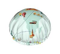 Cuffia da a e cuffia da bagno con motivo mappamondo da viaggio per donna, cuffia da a reversibile oversize impermeabile grande progettata per tutte le lunghezze di capelli, cuffia elastica