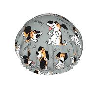 Cuffia da a e cuffia da bagno per donna con motivo a cane attivo Beagle divertente, cuffia da a impermeabile oversize reversibile grande progettata per tutte le lunghezze di capelli, cuffi