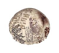 Cuffia da a e cuffia da bagno per donna, motivo caffè astratto con motivo a lettere, cuffia da a reversibile oversize impermeabile grande progettata per tutte le lunghezze di capelli, cuff