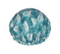 Cuffia da a elastica riutilizzabile con motivo a delle nevi illuminato dalla luna, impermeabile, a doppio strato, per tutte le lunghezze dei capelli