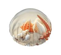 Cuffia da a elegante con stampa di stelle marine e conchiglie sulla spiaggia, cuffia da a riutilizzabile, grande cuffia da a per trecce, capelli lunghi