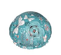 Cuffia da a, Farfalla E Fiori Geometrici Cuffia da Bagno Riutilizzabile per Donna Capelli Lunghi, Cappello da a Impermeabile a Doppio Strato Protezione per Capelli per Bambini Ragazze Donne,