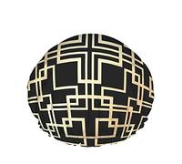 Cuffia da a Geometrica,Ornamento Geometrico Astratto Oro in Stile Art Déco Cuffie da Bagno Impermeabili a Doppio Strato Perfette per Tutte Le Lunghezze E Gli Spessori Dei Capelli