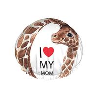 Cuffia da a giraffa Mamma e bambino Festa della mamma Amore Cuore rosso Cuffia da bagno grande per donna Uomo Bambina Capelli lunghi Cappelli riutilizzabili impermeabili