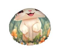 Cuffia da a Happy Bunny a doppio strato per donna, riutilizzabile, di grandi dimensioni, adatta a tutte le lunghezze di capelli, adatta per ragazze, spa e saloni di bellezza a casa.