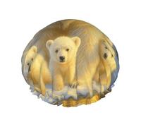 Cuffia da a impermeabile a doppio strato con fascia elastica riutilizzabile, modello carino per la famiglia di orsi polari