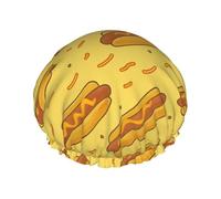 Cuffia da a impermeabile a doppio strato con motivo a cartoni animati per capelli lunghi da donna Hot Dogs