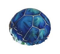 Cuffia da a impermeabile a doppio strato con motivo Gliding Blue Sea Turtles, riutilizzabile, con elastico