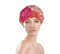 Cuffia da a impermeabile con doppia fodera e stampe a pennello, con texture arancione magenta caldo