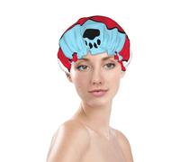 Cuffia da a impermeabile con stampa di cuori rossi e cani per San Valentino