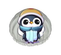 Cuffia da a impermeabile di grandi dimensioni con stampa di pinguino carino per donne e uomini, riutilizzabile, leggera e morbida.