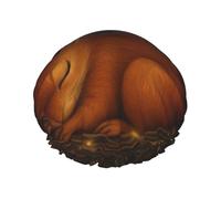 Cuffia da a impermeabile e riutilizzabile con doppio elastico, ideale per il bagno quotidiano, con stampa di un adorabile scoiattolo addormentato in un nido luminoso. Taglia unica.