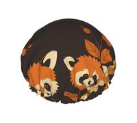 Cuffia da a impermeabile riutilizzabile a doppio strato per capelli lunghi da donna, con adorabile panda rosso su ramo