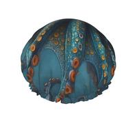 Cuffia da a impermeabile riutilizzabile a doppio strato per capelli lunghi da donna, con motivo a polpo strano colorato