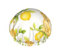 Cuffia da a impermeabile riutilizzabile a doppio strato per capelli lunghi da donna con simpatico cucciolo di leone e limone