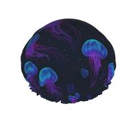 Cuffia da a impermeabile riutilizzabile con doppio elastico a forma di medusa blu mistica per il bagno quotidiano.