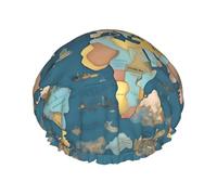 Cuffia da a lavabile e riutilizzabile con motivo a mappa del mondo/cappello per capelli con fodera/elastico, adatta a tutte le lunghezze dei capelli