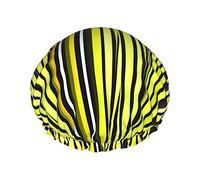 Cuffia da a lavabile e riutilizzabile con motivo a strisce gialle e scorza di limone/cappello per capelli con fodera/elastico, adatta a tutte le lunghezze dei capelli