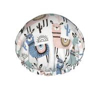 Cuffia da a lavabile e riutilizzabile con stampa di cactus tropicali e lama, con fodera e elastico, adatta a tutte le lunghezze dei capelli