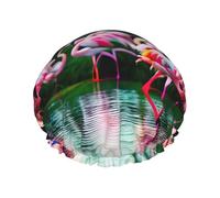 Cuffia da a lavabile e riutilizzabile con stampa di fenicotteri colorati e favolosi/cappello per capelli con fodera/elastico adatto a tutte le lunghezze dei capelli