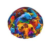 Cuffia da a lavabile e riutilizzabile con stampa di orsi colorati/cappello per capelli con fodera/elastico adatto a tutte le lunghezze dei capelli