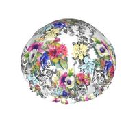Cuffia da a lavabile e riutilizzabile con stampa di un giardino colorato e vivace/cappello per capelli con fodera/elastico adatto a tutte le lunghezze dei capelli