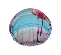 Cuffia da a lavabile e riutilizzabile con stampa Flamingo Beach di Oudrspo/cappello per capelli con fodera/elastico, adatta a tutte le lunghezze dei capelli, nero