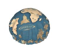 Cuffia da a lavabile e riutilizzabile con stampa mappa del mondo/cappello per capelli con fodera/elastico adatto a tutte le lunghezze dei capelli