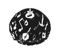 Cuffia da a lavabile e riutilizzabile con stampa simboli musicali e amore/cappello per capelli con fodera/elastico adatto a tutte le lunghezze dei capelli