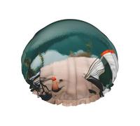 Cuffia da a lavabile e riutilizzabile Oudrspo Serenity Lake Camping Print/cappello per capelli con fodera/elastico, adatta a tutte le lunghezze dei capelli, nero